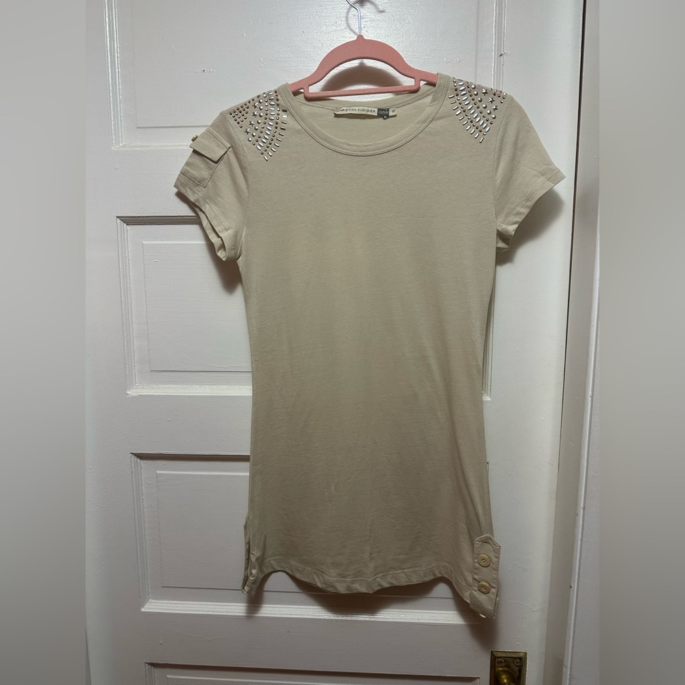 NWOT Christian Audigier Embellished Top